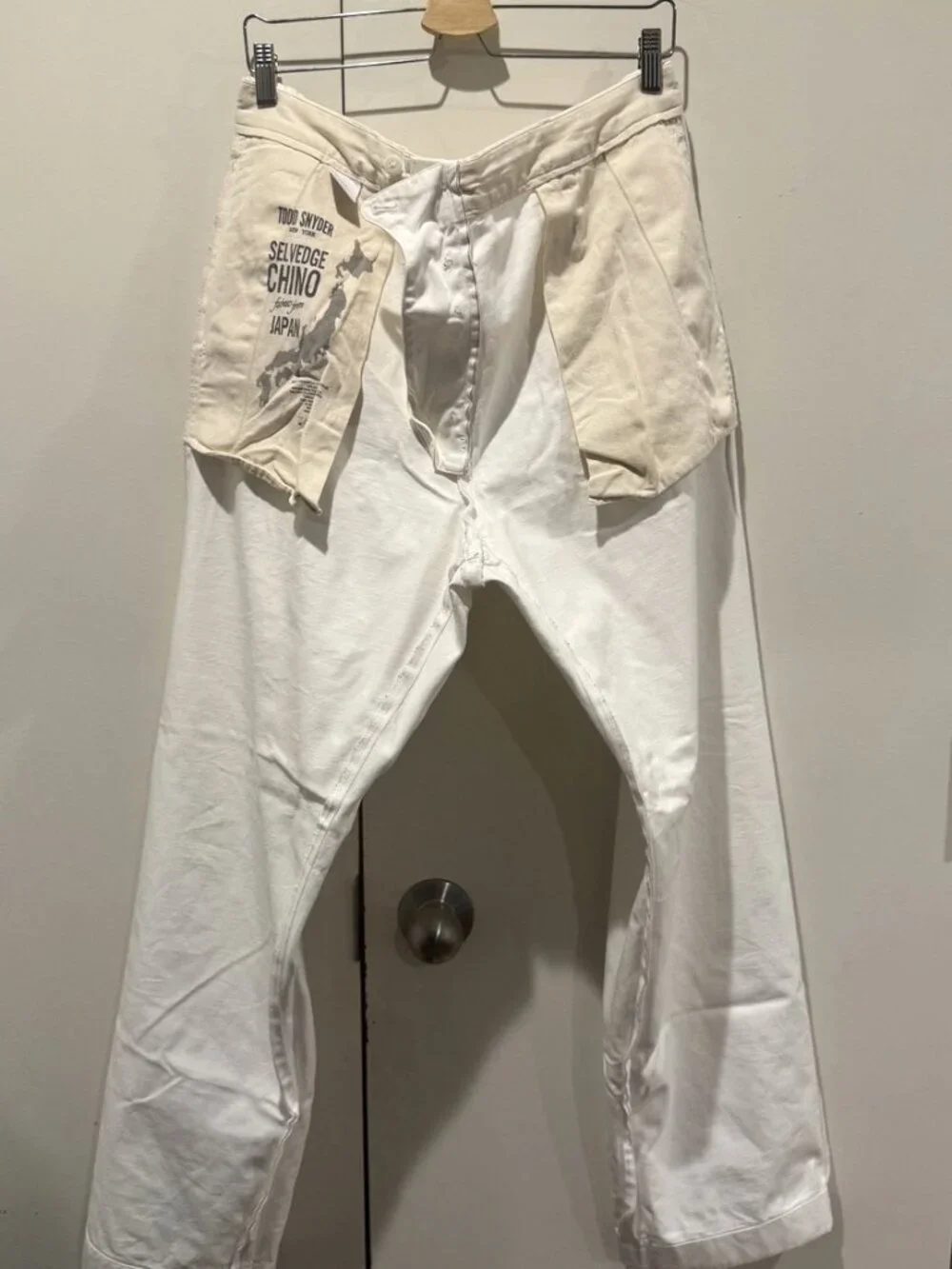 Todd Snyder Japanese Selvedge Chino Pants White 36x32 Button Fly